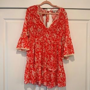A. Carlin by Flying Tomato red/cream mini dress.